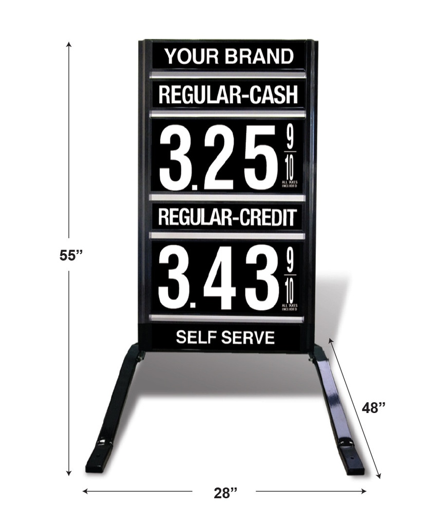 1 GRADE VXS120 SERIES CASH/CREDIT FUEL PRICE SIGN WITH 12" FLIP DIGITS VERSA DISPLAY - FREESTANDING - CURB STAND - MONUMENT STYLE