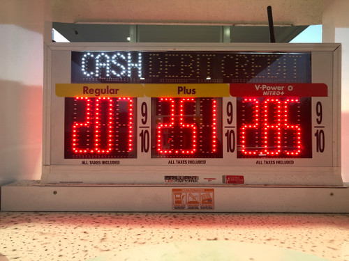 3 GRADES XL300 SERIES CASH/DEBIT/CREDIT TOGGLING PUMP TOP LED FUEL PRICE SIGN WITH 4.75" LED DIGITS