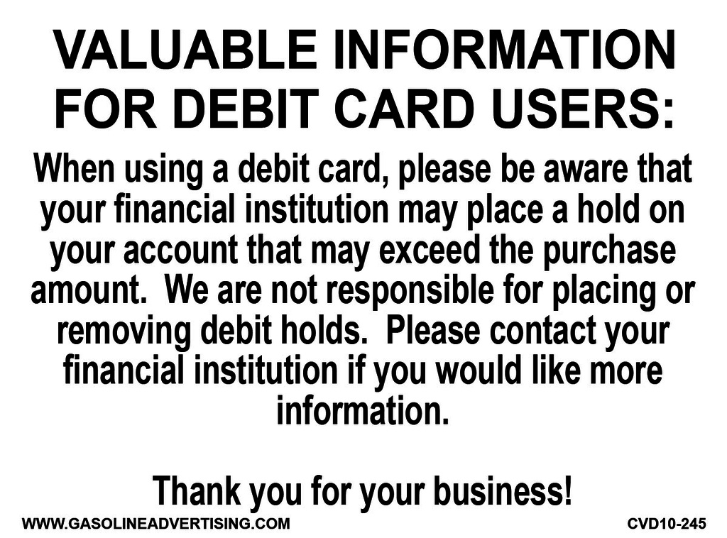 CVD10-245 - 3"W X 4"H - Payment Decal - VALUABLE INFORMATION...