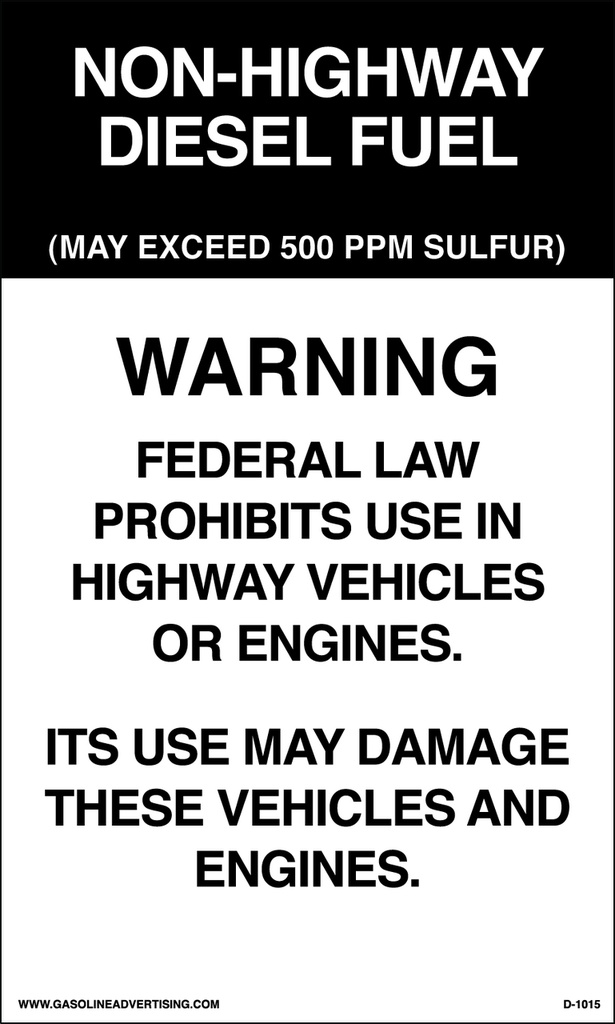 D1015 IRS Mandated Decal - NON-HIGHWAY...