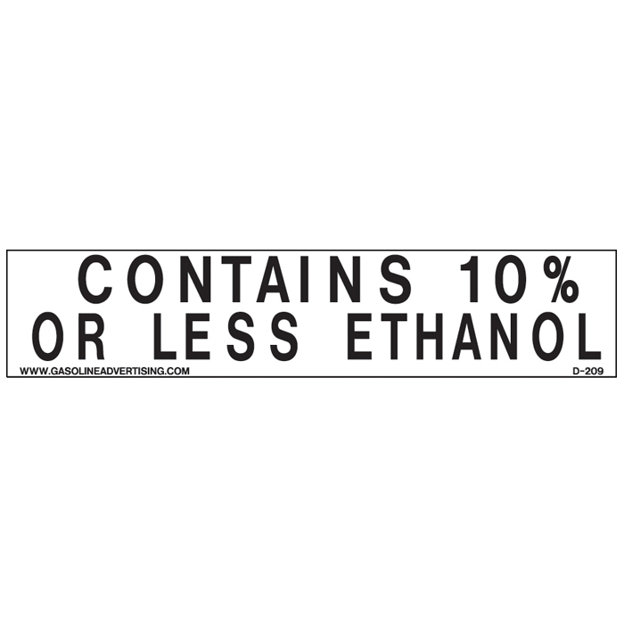 D-209 EPA Regulated Ethanol Decal - CONTAINS 10%...