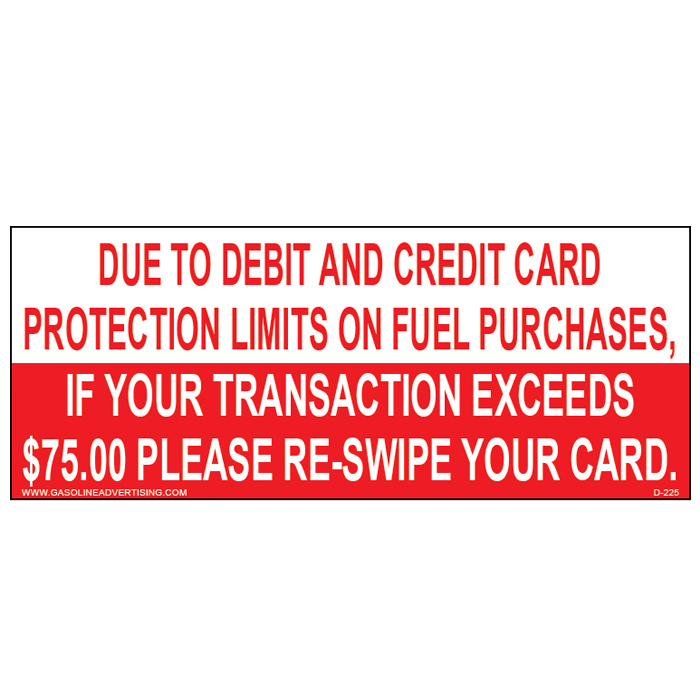 D-225 Payment Decal - PAY Due To Debit...