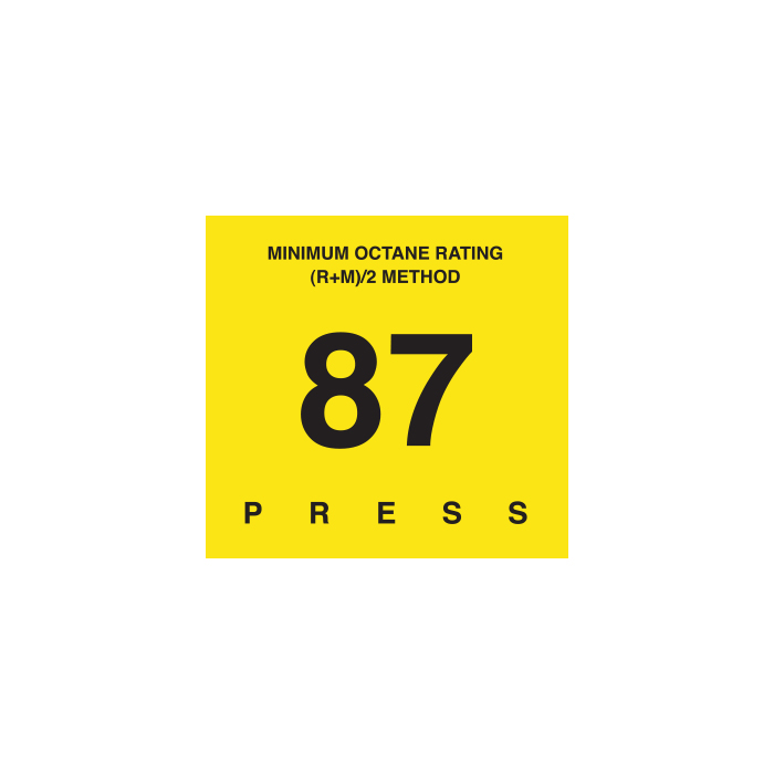 D-29-87 Octane & Cetane Rating Decal - MINIMUM OCTANE...