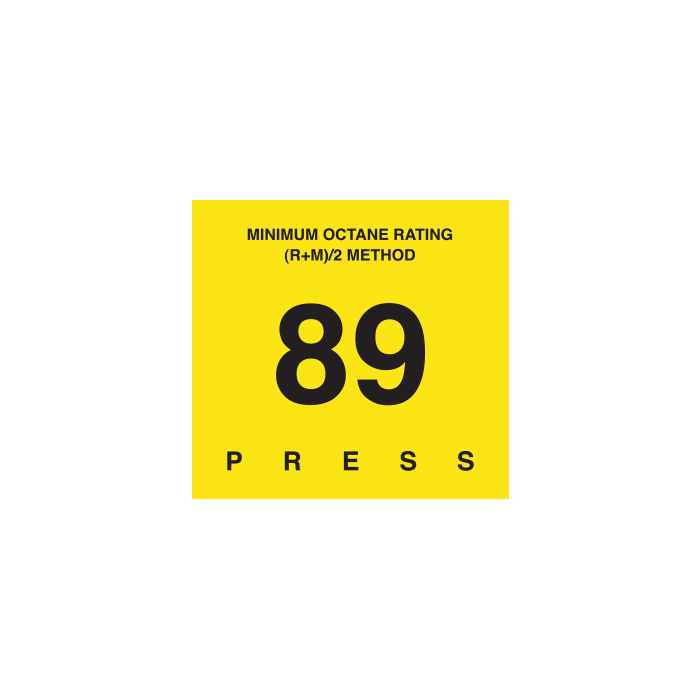 D-29-89 Octane & Cetane Rating Decal - MINIMUM OCTANE...