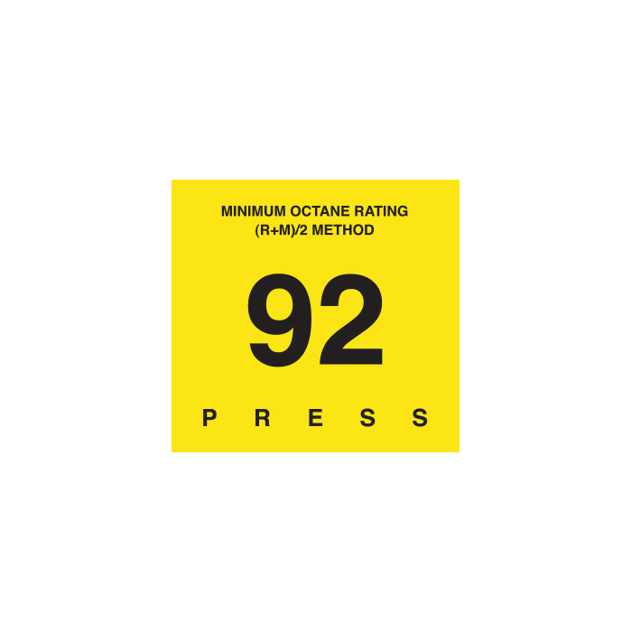 D-29-92 Octane & Cetane Rating Decal - MINIMUM OCTANE...