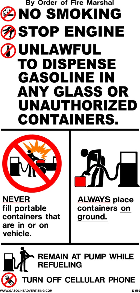 D-473 Pump Panel Decal - NO SMOKING   STOP ENGINE