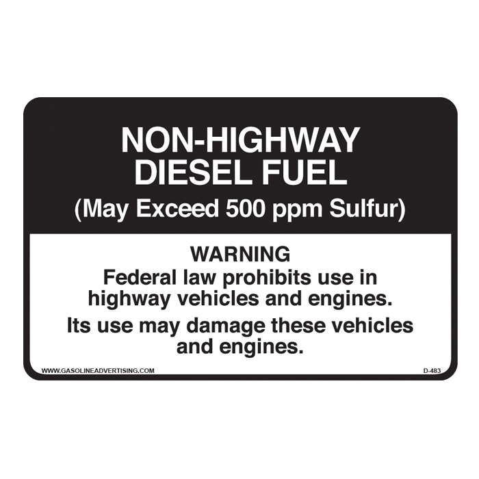 D-483 Highway Diesel Decal - NON HIGHWAY DIE...