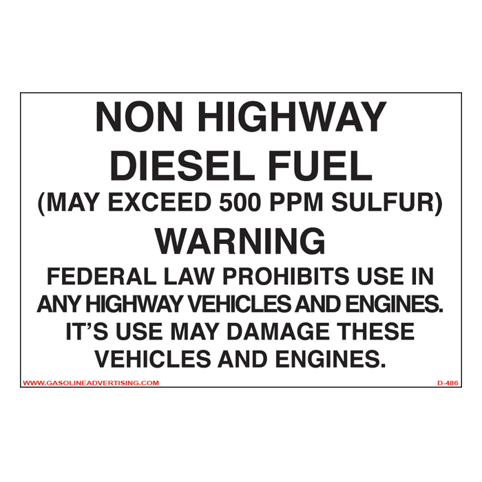 D-486 Non Road Diesel Decal - NON HIGHWAY DIE...