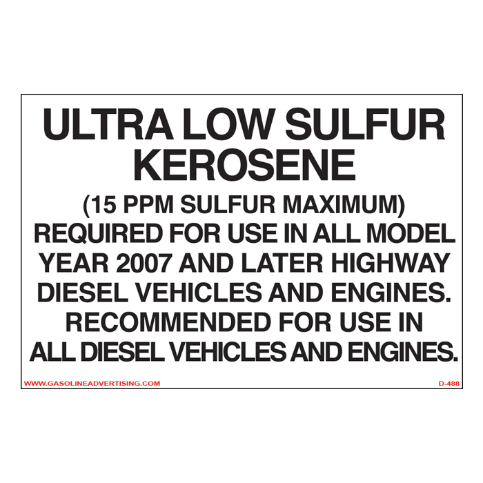 D-488 Regulated Kerosene Decal - ULTRA-LOW KEROSENE...