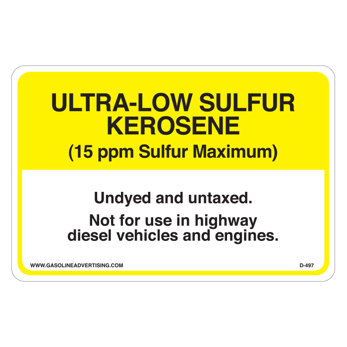 D-497 Regulated Kerosene Decal - ULTRA-LOW SUL...