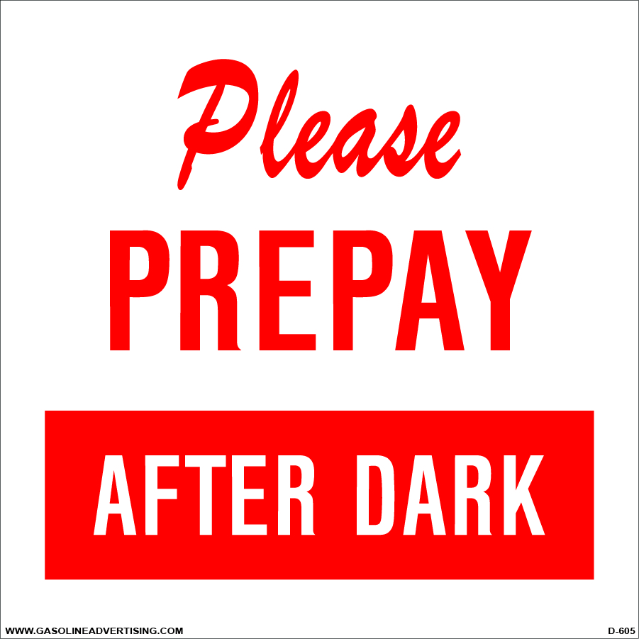 D-605 Payment Decal - Please PREPAY...