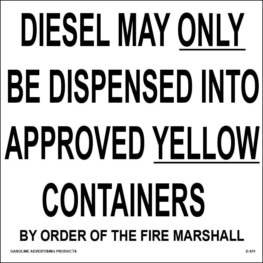 D-611 Regulation Decal - DIESEL MAY...