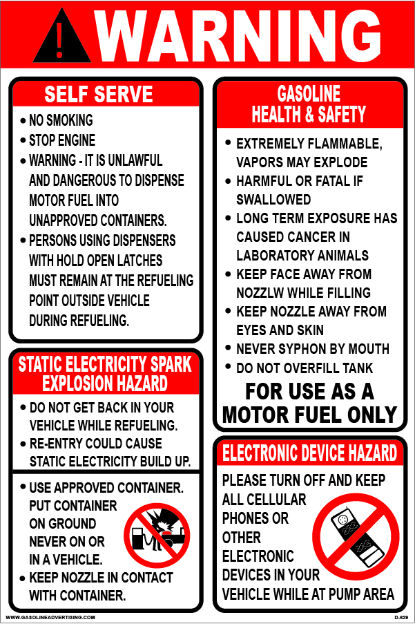 D-629 Fueling Instrcution Decal - WARNING...