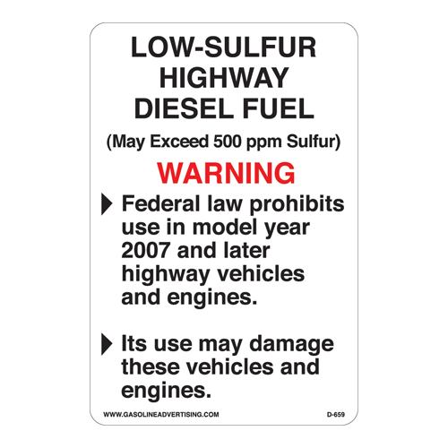 D-659 Kerosene Decal - LOW-SULFUR KER...