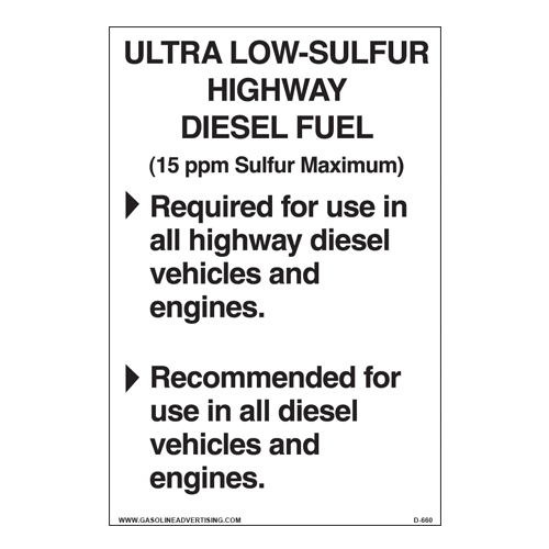 D-660 EPA Highway Diesel Decal - ULTRA LOW...