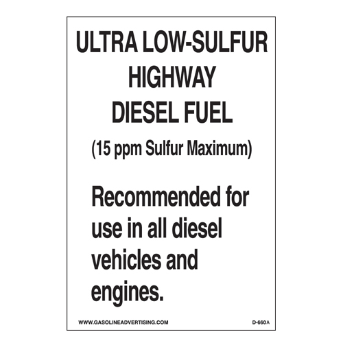 D-660A EPA Highway Diesel Decal - ULTRA LOW...