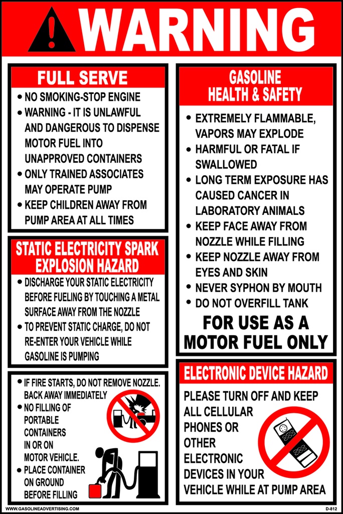 D-812 Fueling Instruction Decal - WARNING...