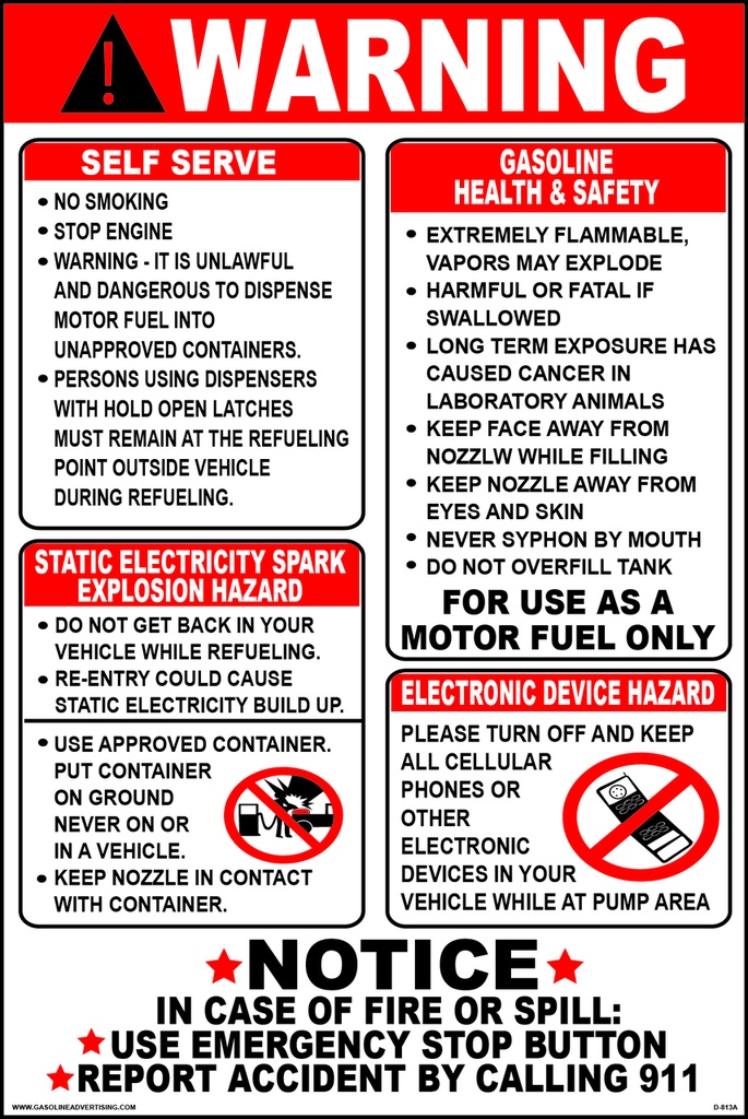D-813A Fueling Instruction Decal - WARNING...