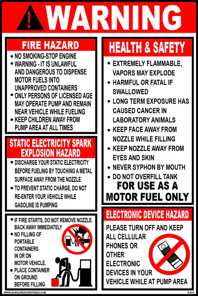 D-814 Fueling Instruction Decal - WARNING...
