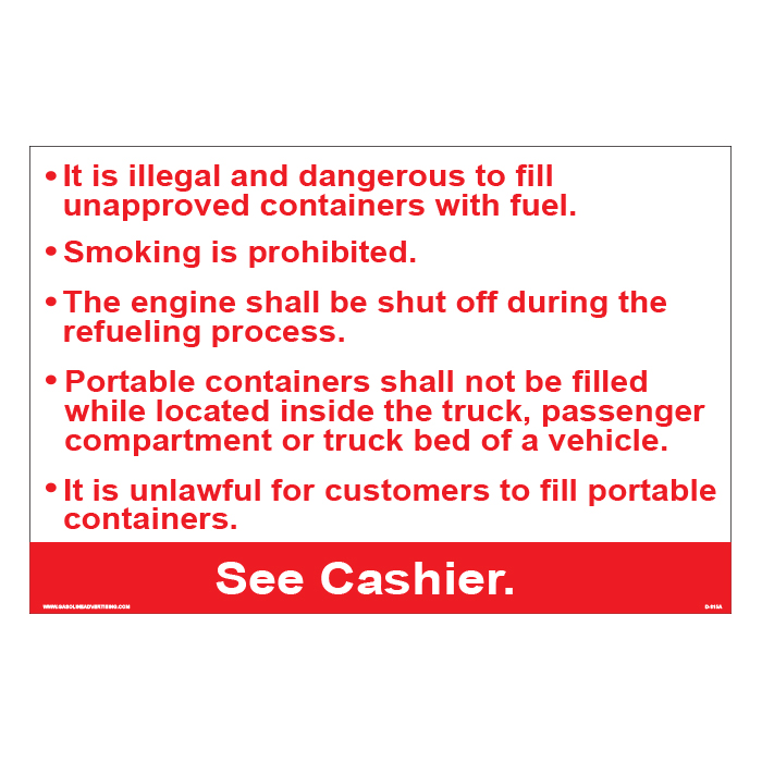 D-815A Fueling Instruction Decal - It is Illegal...