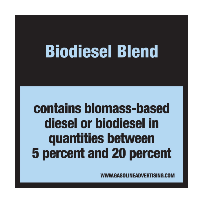 D-30A Pump Ad. Panel Decal - BIODIESEL BLEND