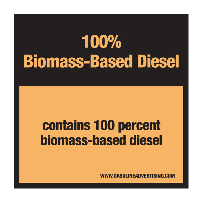 D-30C Pump Ad. Panel Decal - 100% BIOMASS