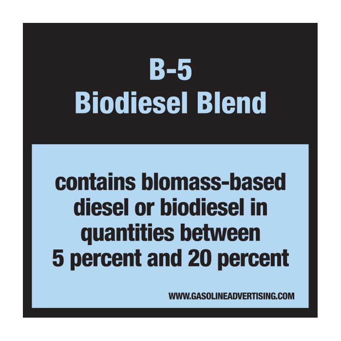 D-30-B5 Pump Ad. Panel Decal - B-5 BIODIESEL