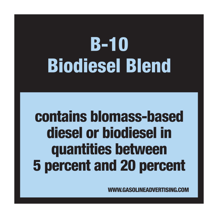 D-30-B10 Pump Ad. Panel Decal - B-10 BIODIESEL