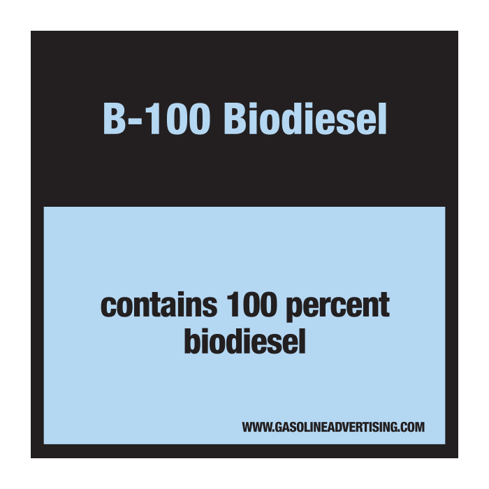 D-30-B100 Pump Ad. Panel Decal - B-100 BIODIESEL