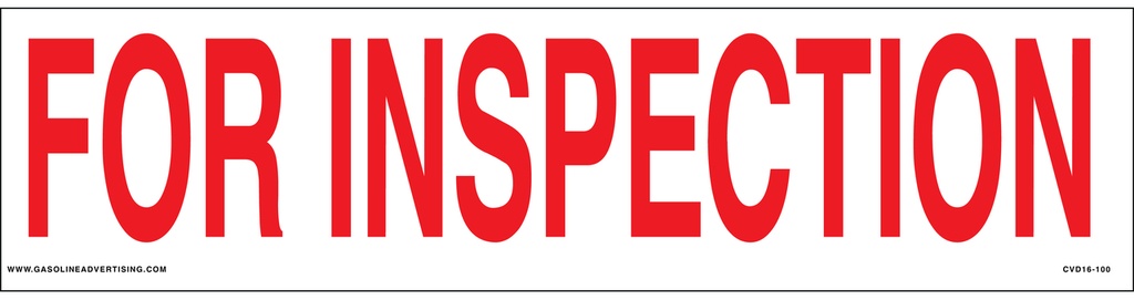 CVD16-100 - 12"W X 3"H - FOR INSPECTION Decal