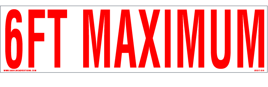 CVD17-010 - 12"W X 3"H - 6FT MAXIMUM Decal