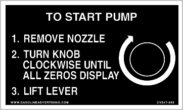 CVD17-049 - 5"W X 3"H - TO START PUMP... Decal