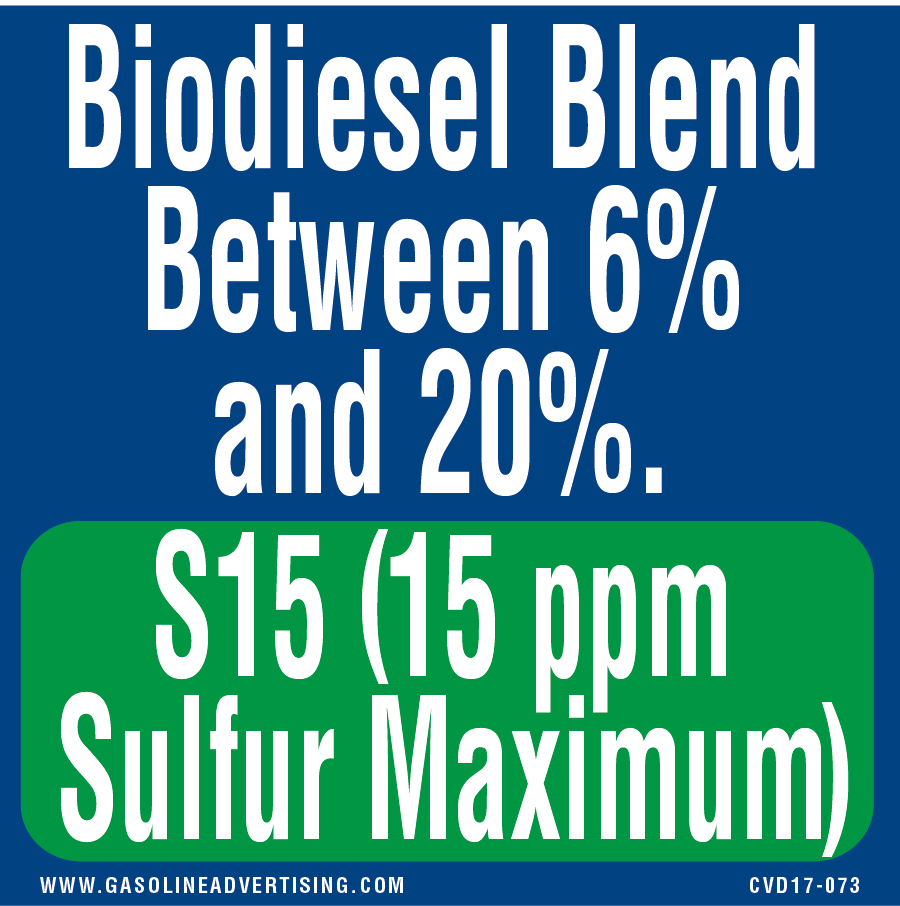 CVD17-073 - 3"W X 3"H - BIODIESEL BLEND... Decal