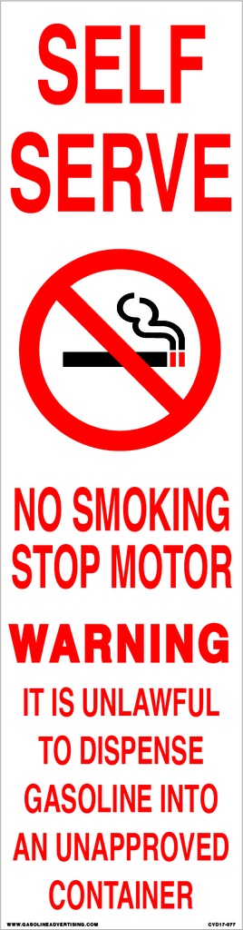 CVD17-077 - 6"W X 23.0"H - NO SMOKING... Decal