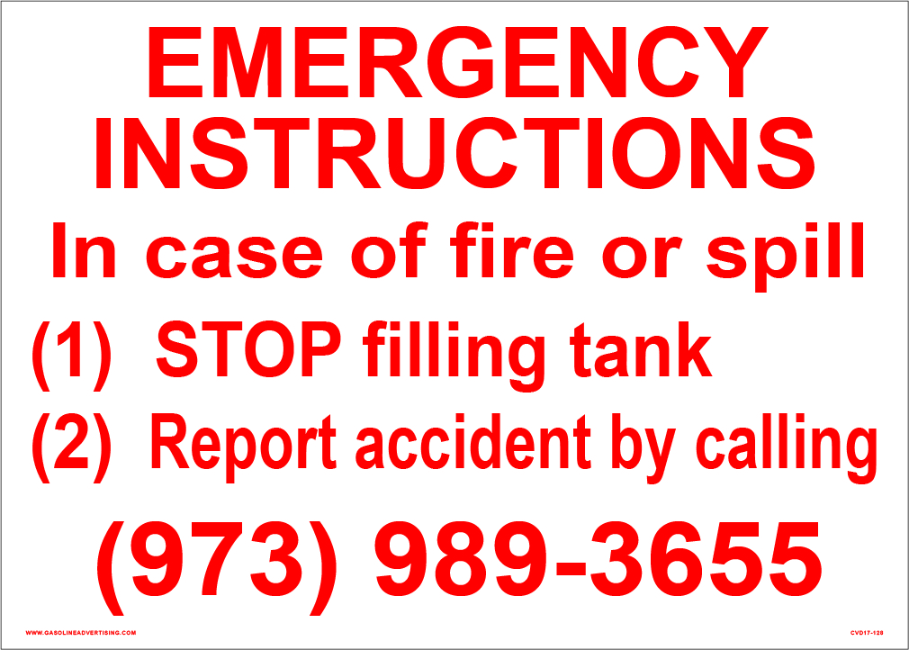 CVD17-128 - 14.0"W X 10.0"H - EMERGENCY INSTRUCTIONS... Decal