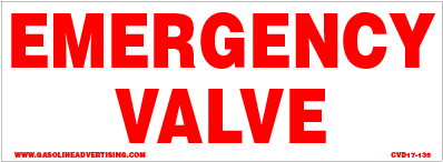 CVD17-135 - 5.5"W X 2.0"H - EMERGENCY VALVE Decal