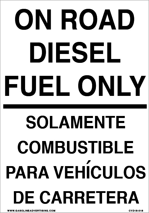 CVD18-018 - 7.0"W X 10.0"H - ON ROAD DIESEL... Decal