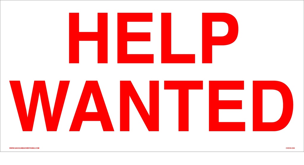 CVD18-234 - 30.0"W X 15.0"H - HELP WANTED Decal