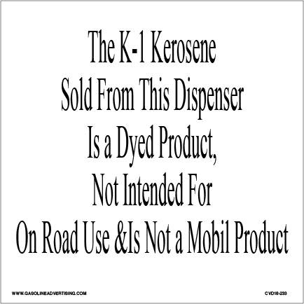 CVD18-233 - 6.0"W X 6.0"H - THE K-1 KEROSENE... Decal