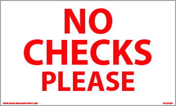 CVD18-261 - 5.0"W X 3.0"H - NO CHECKS PLEASE Decal