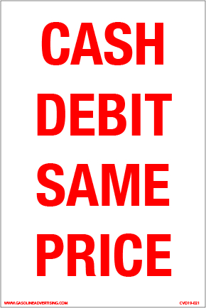 CVD19-022 - 4.0"W X 6.0"H - CASH DEBIT SAME PRICE Decal