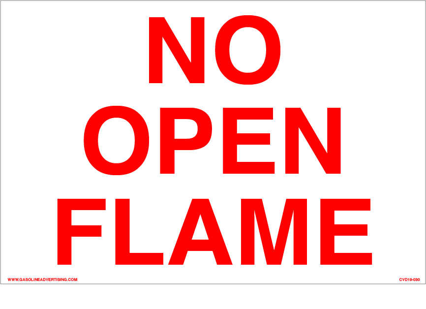 CVD19-030 - 12.0"W X 8.0"H - NO OPEN FLAME Decal