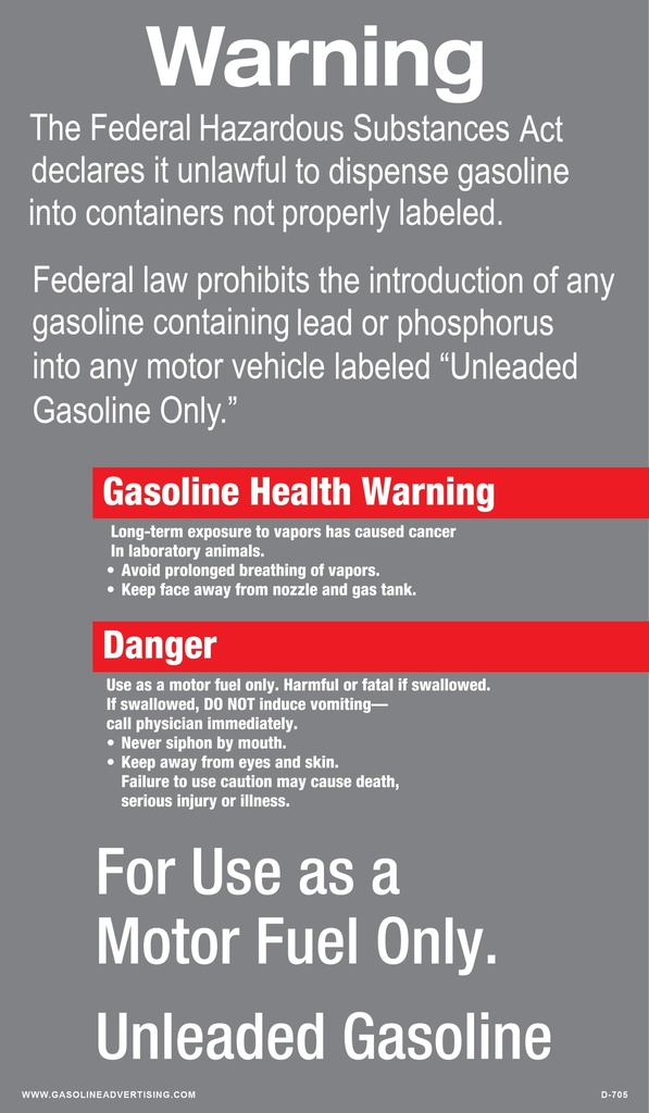 D-705 - FUELING INSTRUCTION DECAL