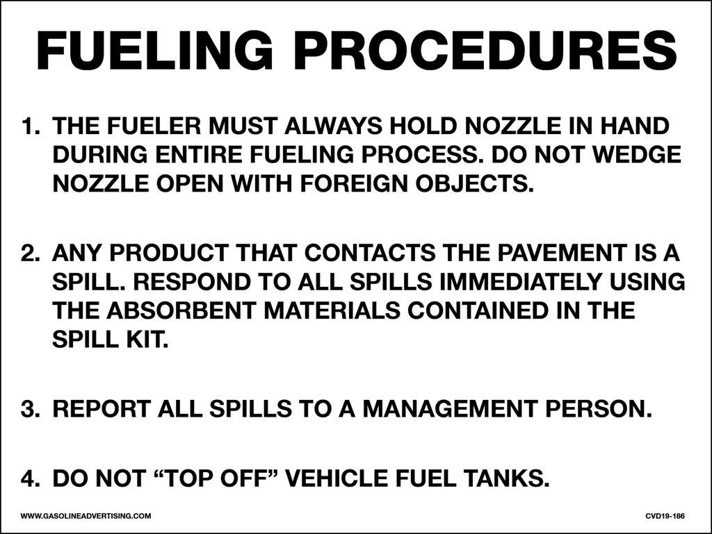 CVD19-186 - 8.0"W X 6.0"H - FUEL NOZZLE INSTRUCTIONS Decal