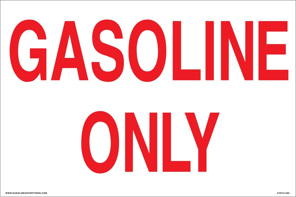 CVD15-092 - 12.0"W X 8.0"H - GASOLINE ONLY Decal