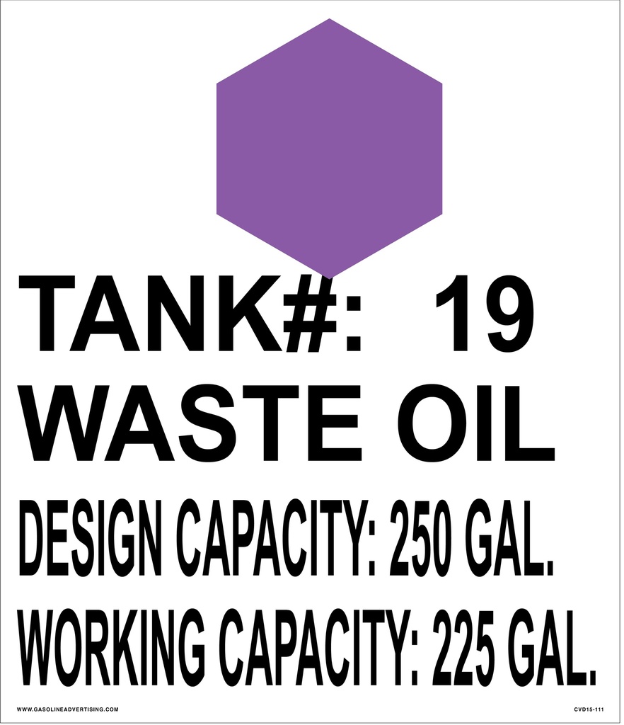 CVD15-111 - 12.0"W X 14.0"H - TANK #... Decal