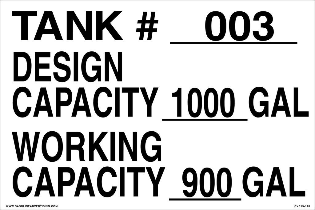 CVD15-140 - 12.0"W X 8.0"H - TANK #... Decal