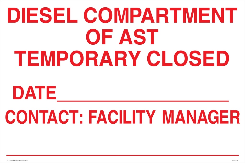 CVD15-145 - 24.0"W X 16.0"H - DIESEL COMPARTMENT... Decal