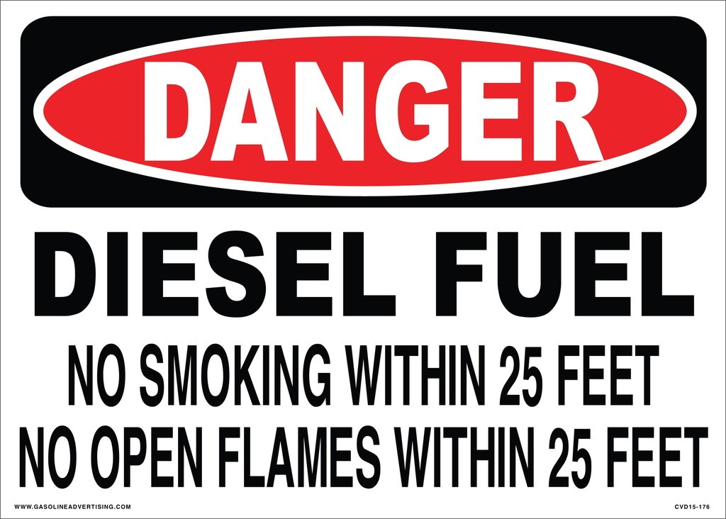 CVD15-176 - 14.0"W X 10.0"H - DANGER DIESEL... Decal