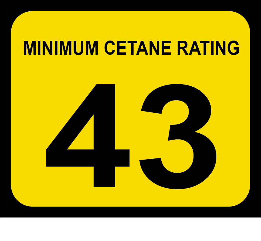 D-20-43 Octane & Cetane Rating Decal - MINIMUM CETANE...